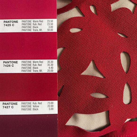 Moulinette Soeurs Red Laser Cut Floral Midi Dress - Size 4 - Picture 3 of 15